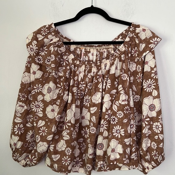 NWT Free People Miss Daisy Ruffle Print Top - Picture 3 of 7
